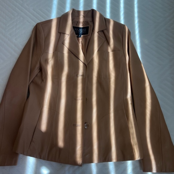 Wilsons Leather Tan Genuine Leather Women’s Single Breasted Blazer Size M - Picture 1 of 11